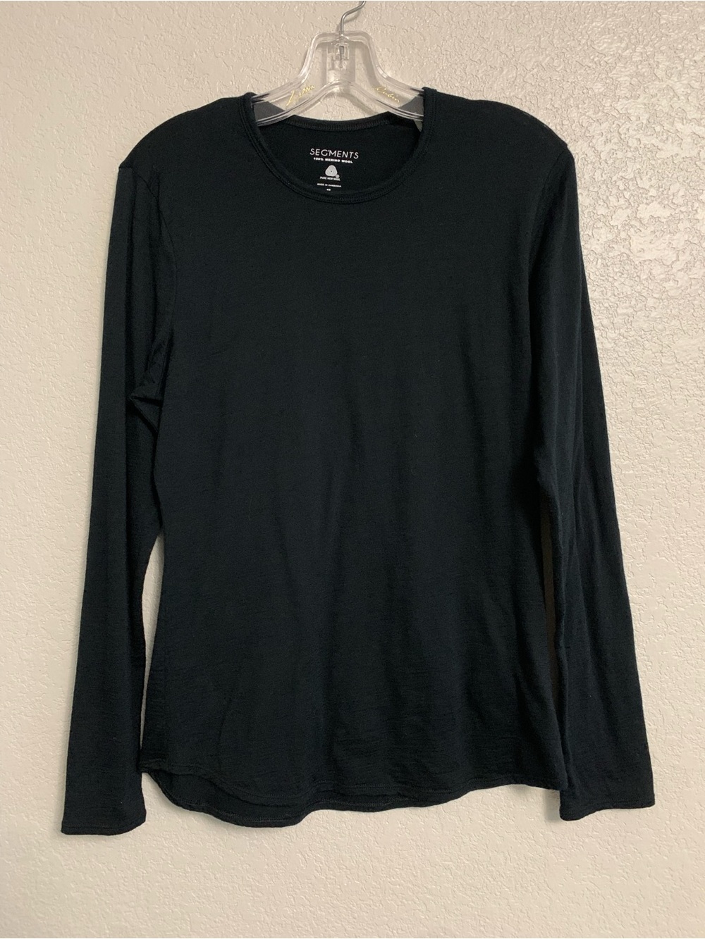 Segments Tee Top Women M Merino Wool Base Layer  Long Sleeve Crew Neck Black